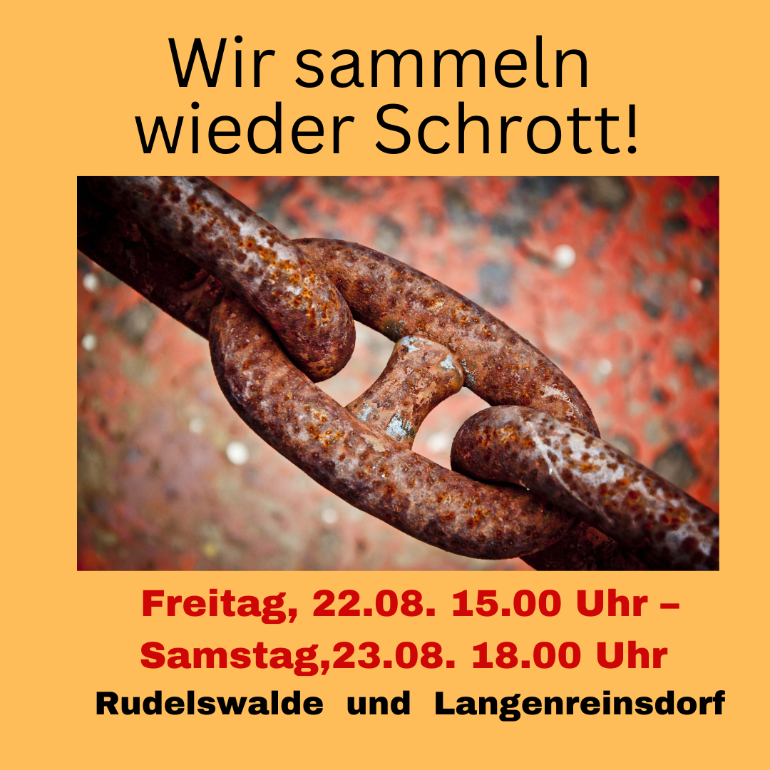 Erlös für das neue Geläut Kirche Rudelswalde Wann Freitag 2.Juni 2023 ab 15 Uhr Ort vor der Kirche Rudelswalde und vor der Leichenhalle Langenreinsdorf